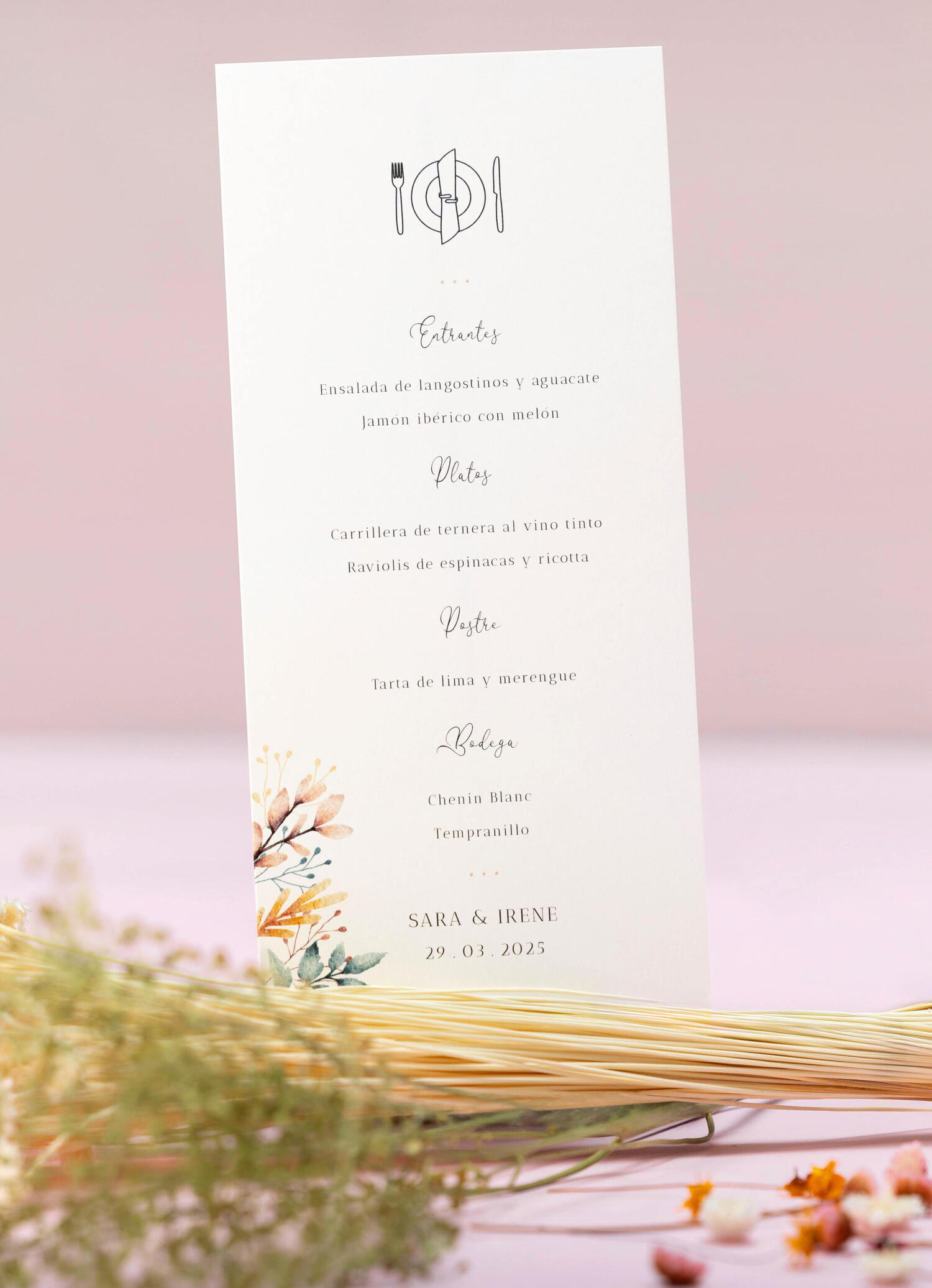 Menú de la invitación Primavera de la colección Armonía